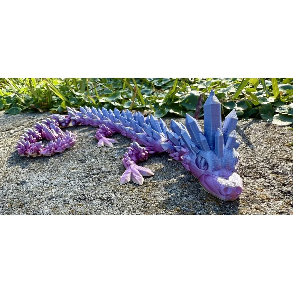 Articulated Crystal Dragon Fidget Toy 3D‎ Printed Flexible Sculpture